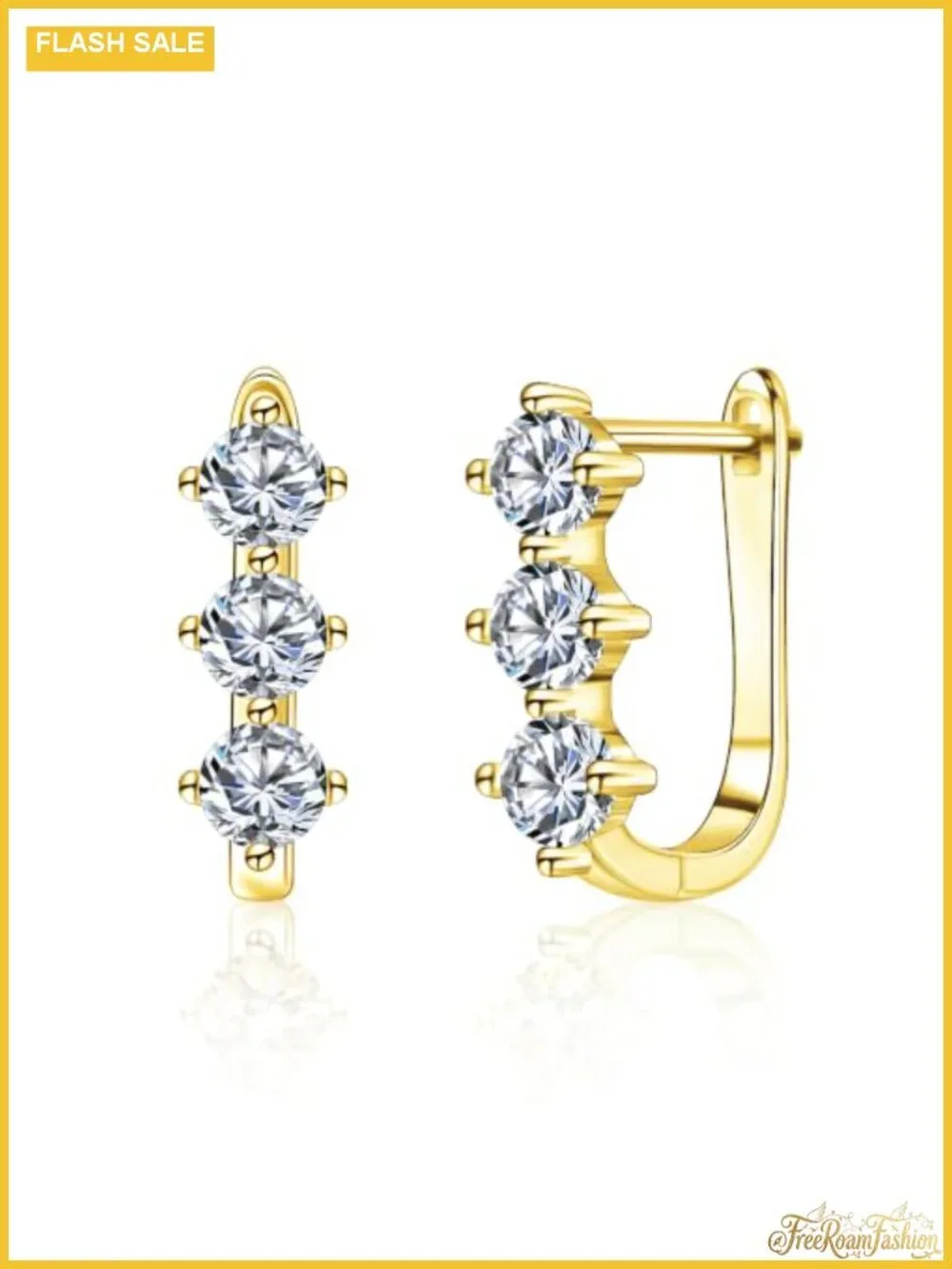 Cubic Zirconia Hoop Earrings for Women Small Huggie Hoops 12MM 14K Gold Plated